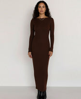Kleid Langarm Tencel Pura in Braun