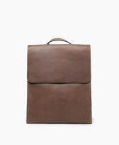Lederrucksack schlicht mit Reissverschluss Park in Mocca