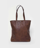 Ledertasche Tote Bag mit Reissverschluss Park in Dunkelbraun