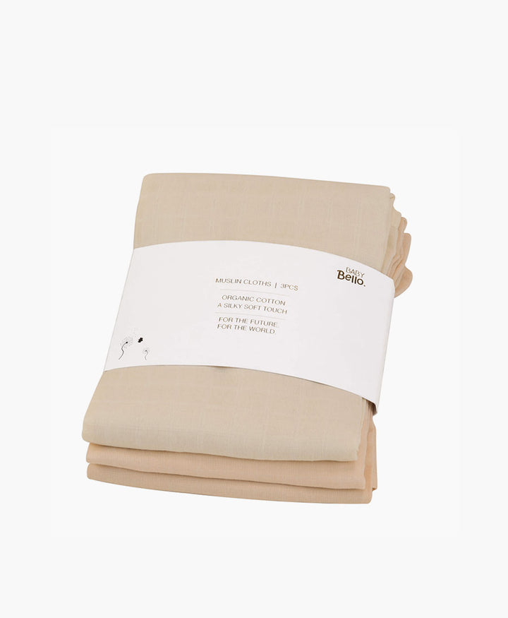 Mullwindeln Musselin (3er Set) aus Bio-Baumwolle - Apricot Pastell
