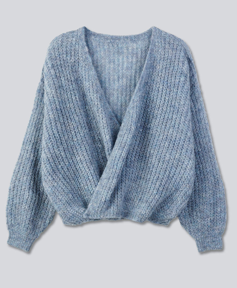 Leichter Strick-Wickelcardigan VEGA - Hellblau