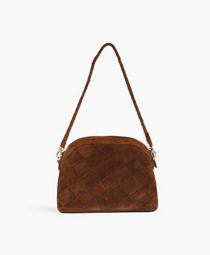 Ledertasche "CARMEN" Grande Weave Suede - Braun