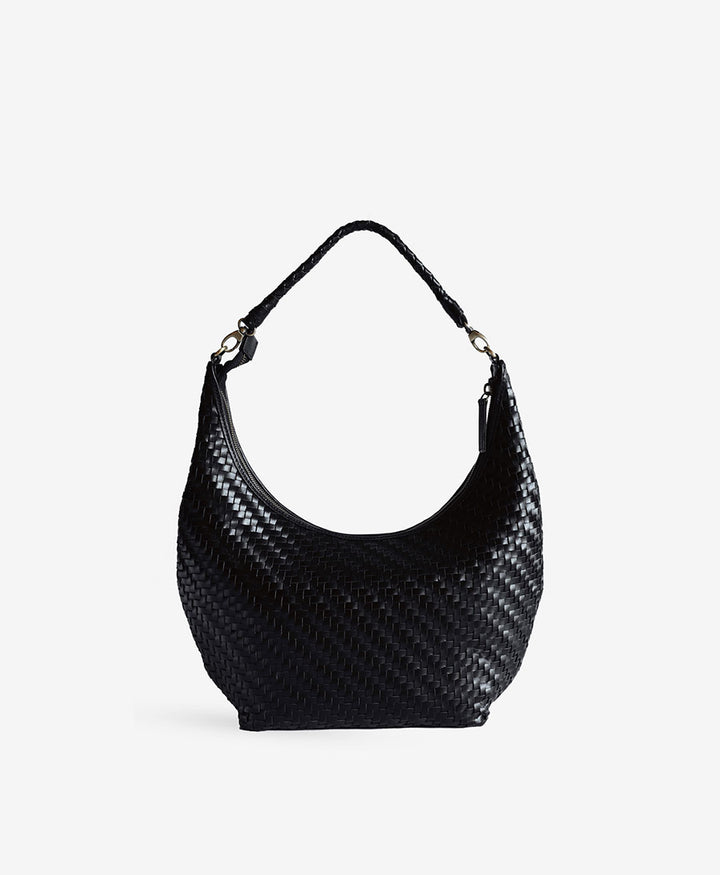 Gewebte Ledertasche "MAJA" - Schwarz