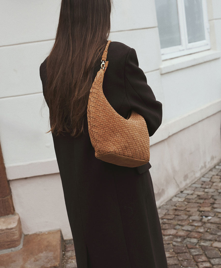 Gewebte Ledertasche "MAJA" Suede - Copper