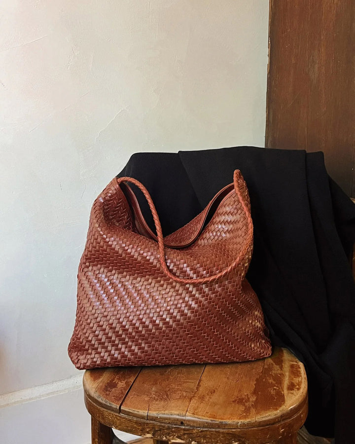 Gewebte Ledertasche "SERA" - Sienna