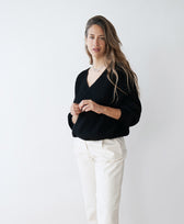 Strick-Wickelcardigan Vega Jungle Folk in Schwarz