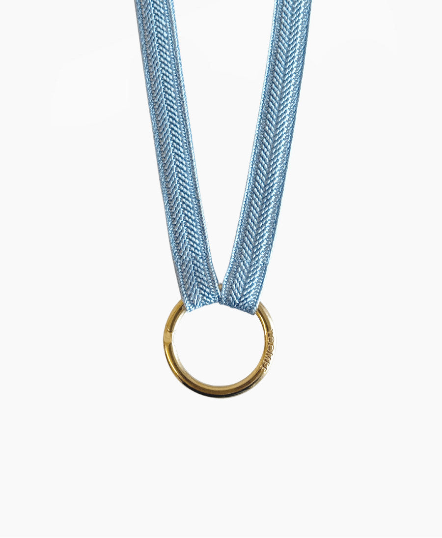 Kurzes Schlüsselband mit Messing Schlüsselring - Aquamarine