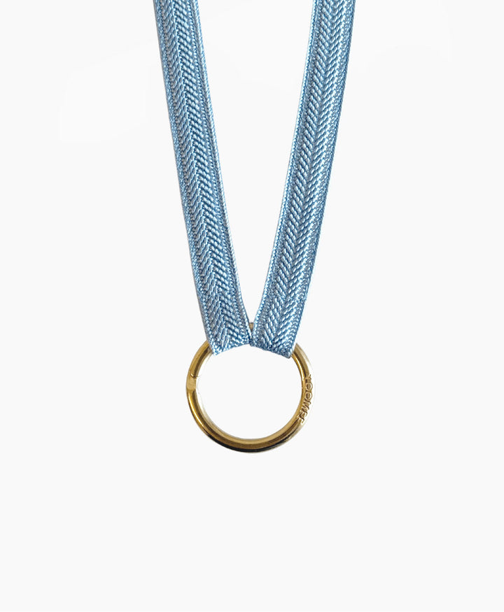 Kurzes Schlüsselband mit Messing Schlüsselring - Aquamarine