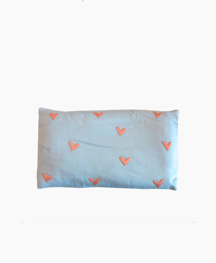 Augenkissen "Eye Pillow RAHA Hearts" - Hellblau/Coral