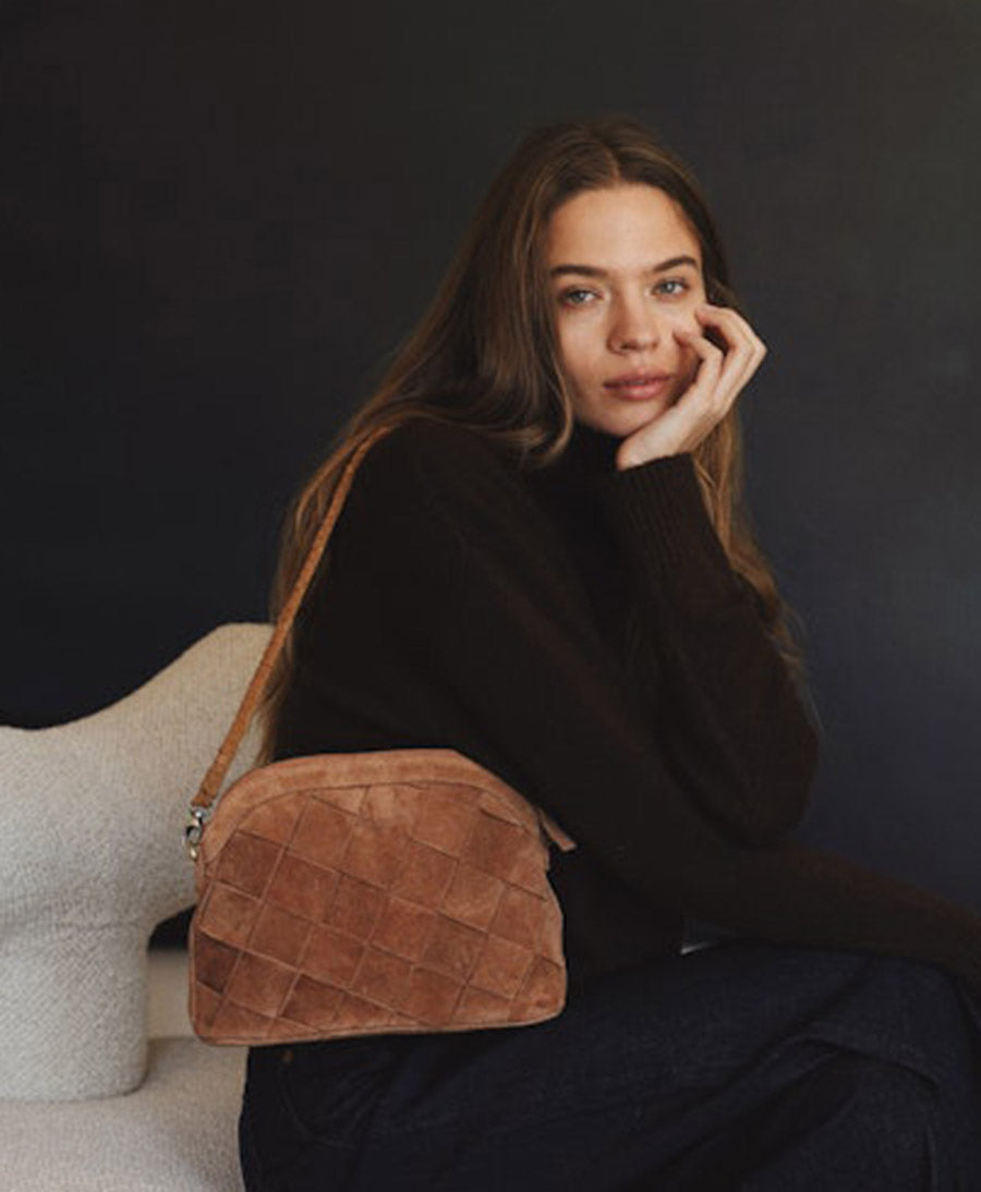 Ledertasche "CARMEN" Grande Weave Suede - Copper