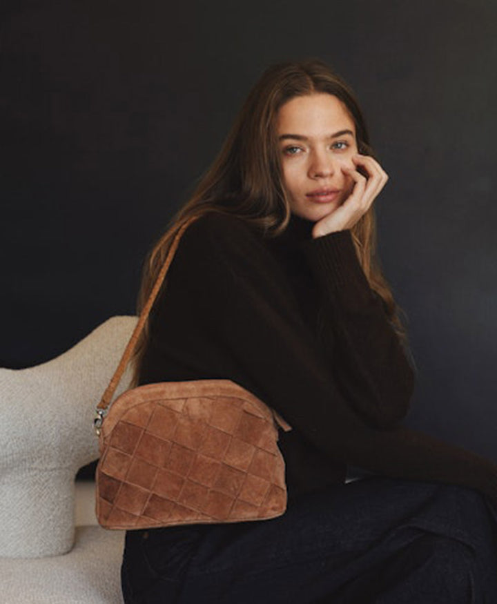 Ledertasche "CARMEN" Grande Weave Suede - Copper