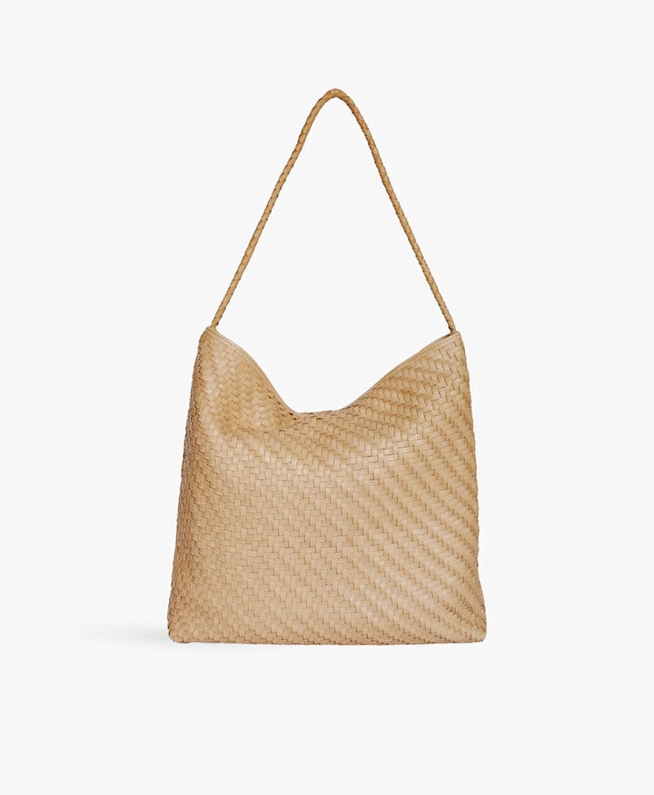 Gewebte Ledertasche "SERA" - Caramel