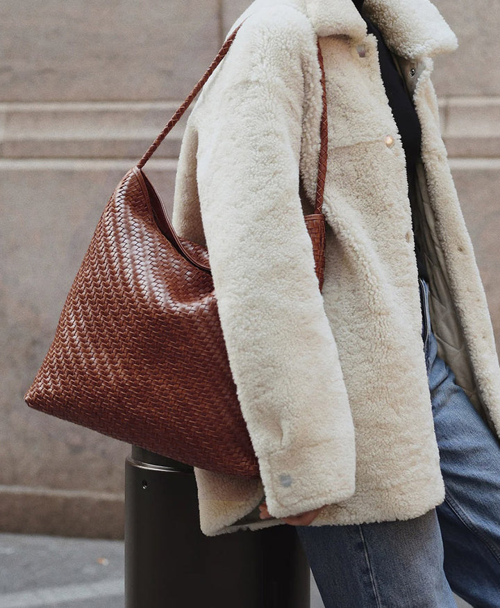 Gewebte Ledertasche "SERA" - Sienna