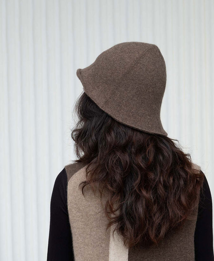 Bucket Hat aus Kaschmir - Dunkles Taupe