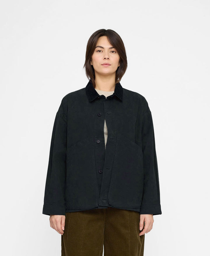 Hemdjacke Signature Panel Pockets Shirt Jacket Waxed Edition - Navy Black