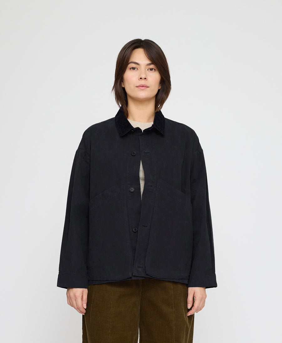 Hemdjacke Signature Panel Pockets Shirt Jacket Waxed Edition - Navy Black
