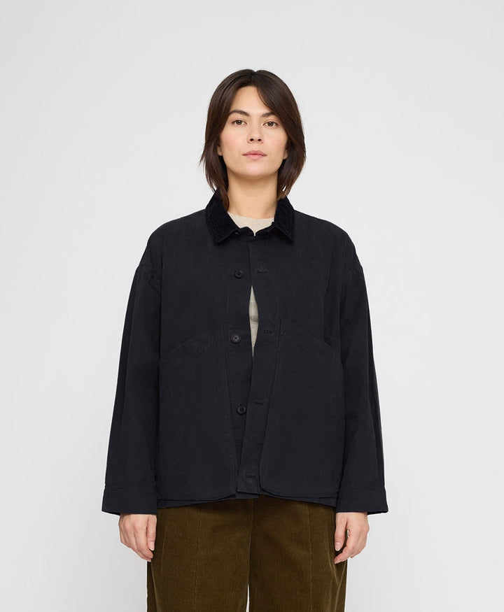 Hemdjacke Signature Panel Pockets Shirt Jacket Waxed Edition - Navy Black