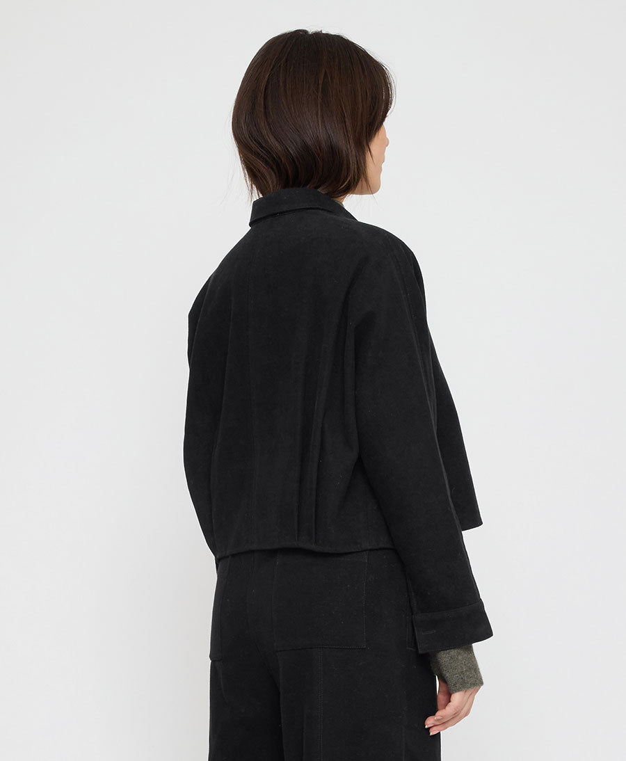 Hemdbluse Signature 3/4 Cropped Shirt Jacket Brushed Edition - Schwarz