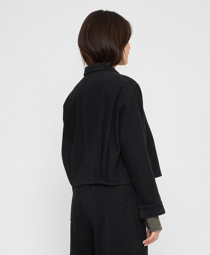 Hemdbluse Signature 3/4 Cropped Shirt Jacket Brushed Edition - Schwarz