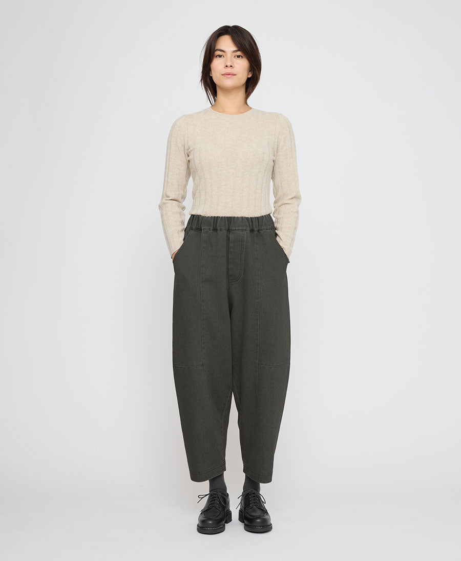 Stoffhose Elastic Panel Barrel Trouser - Washed Black