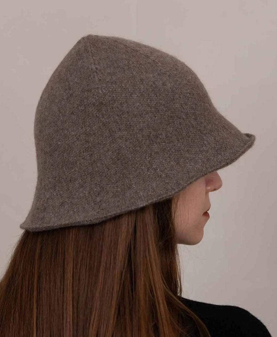 Bucket Hat aus Kaschmir - Dunkles Taupe
