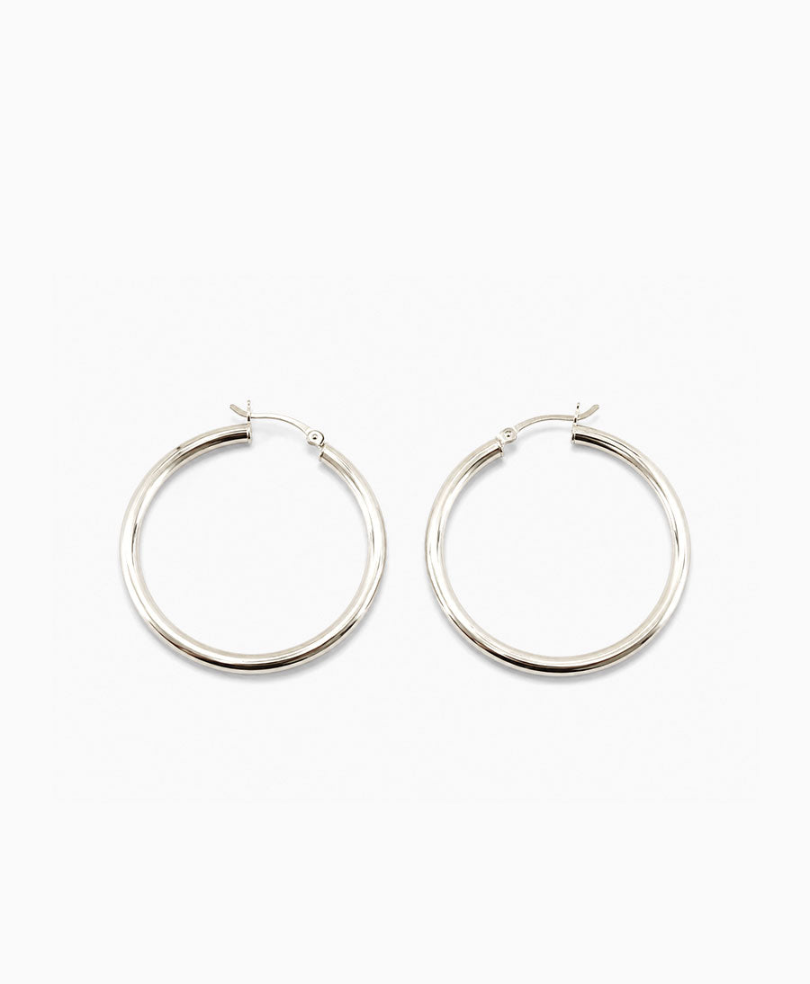 Klassische grosse Ohrringe / Creolen - 40mm - Silber