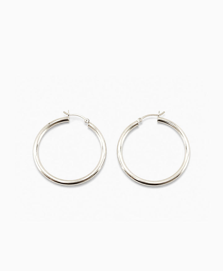 Klassische grosse Ohrringe / Creolen - 40mm - Silber