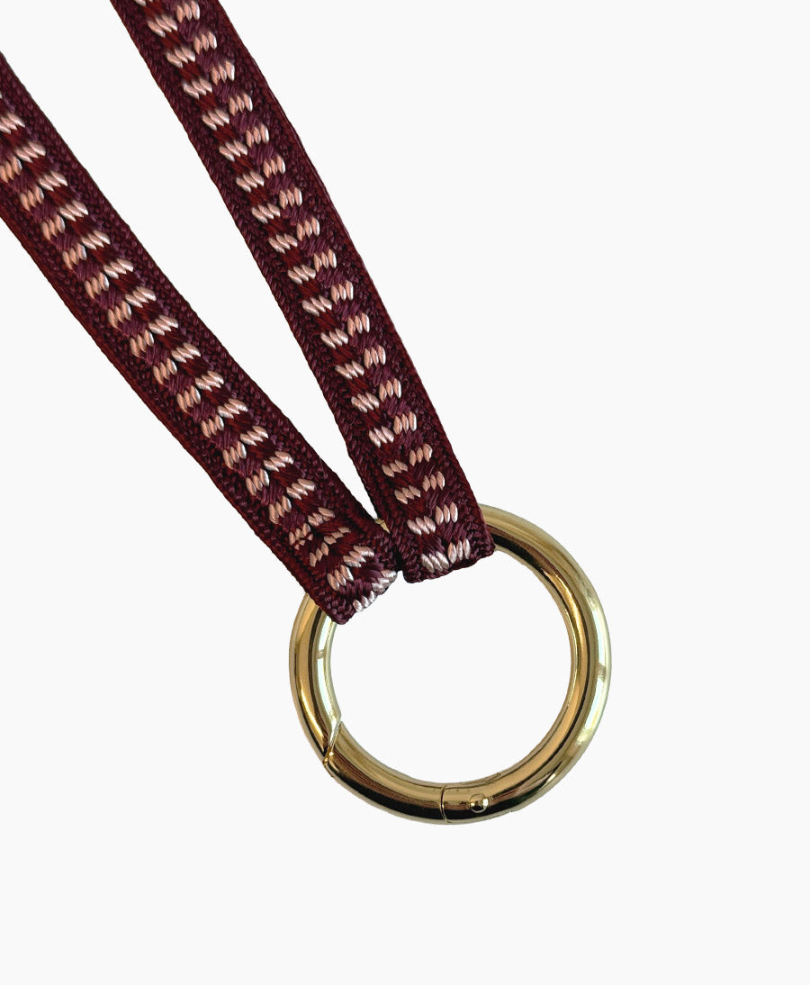 Kurzes Schlüsselband "Zahra Mini" mit vergoldetem Karabiner - Cherry Blossom