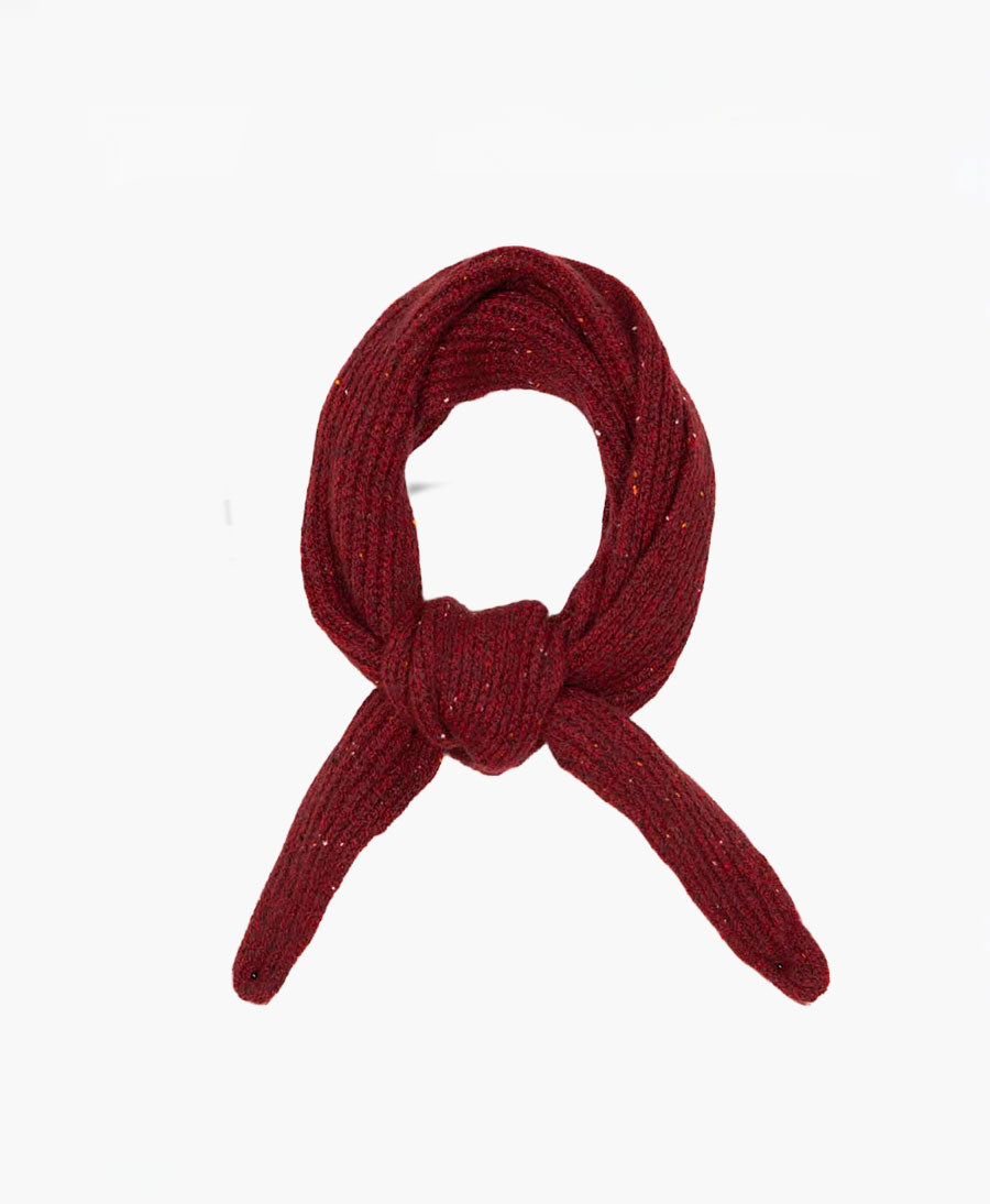 Kleiner Gestrickter Schal aus Kaschmir - Dunkelrot, gesprenkelt