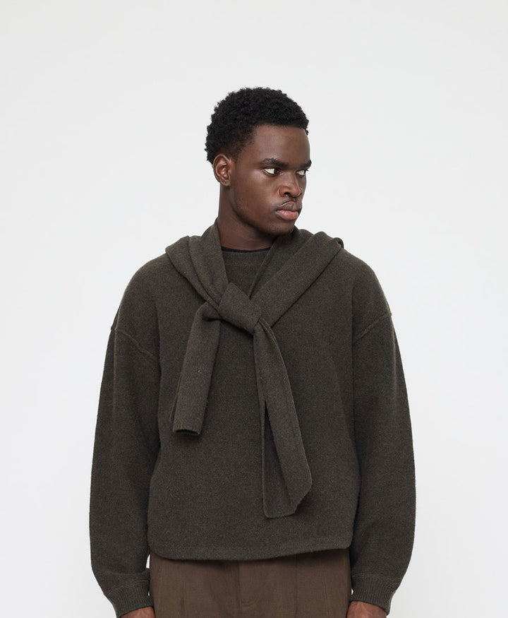 Schal mit Kapuze "Hooded Scarf" - Olivbraun