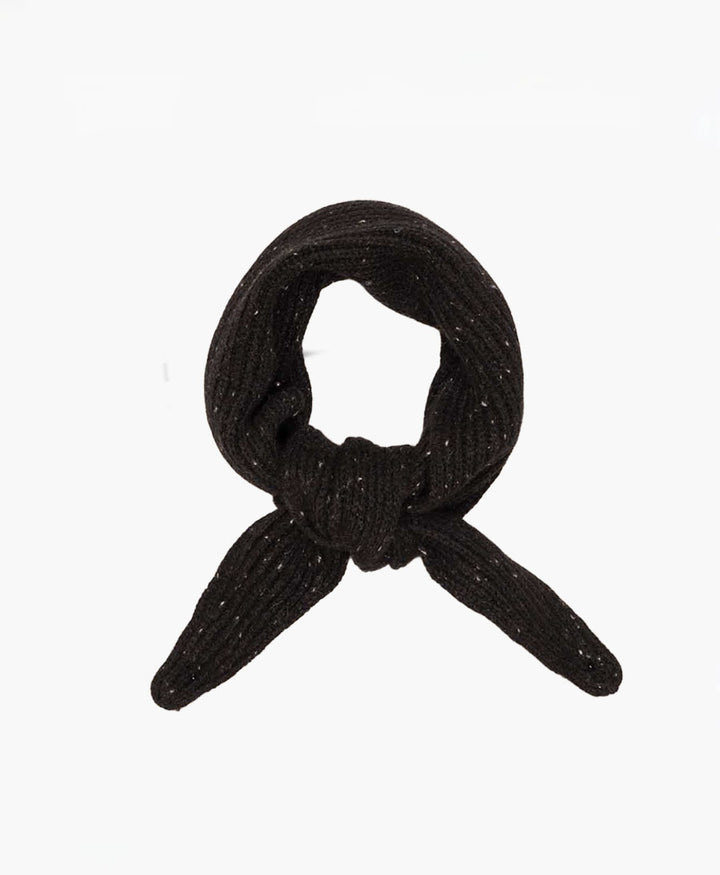 Kleiner Gestrickter Schal aus Kaschmir - Schwarz, gesprenkelt