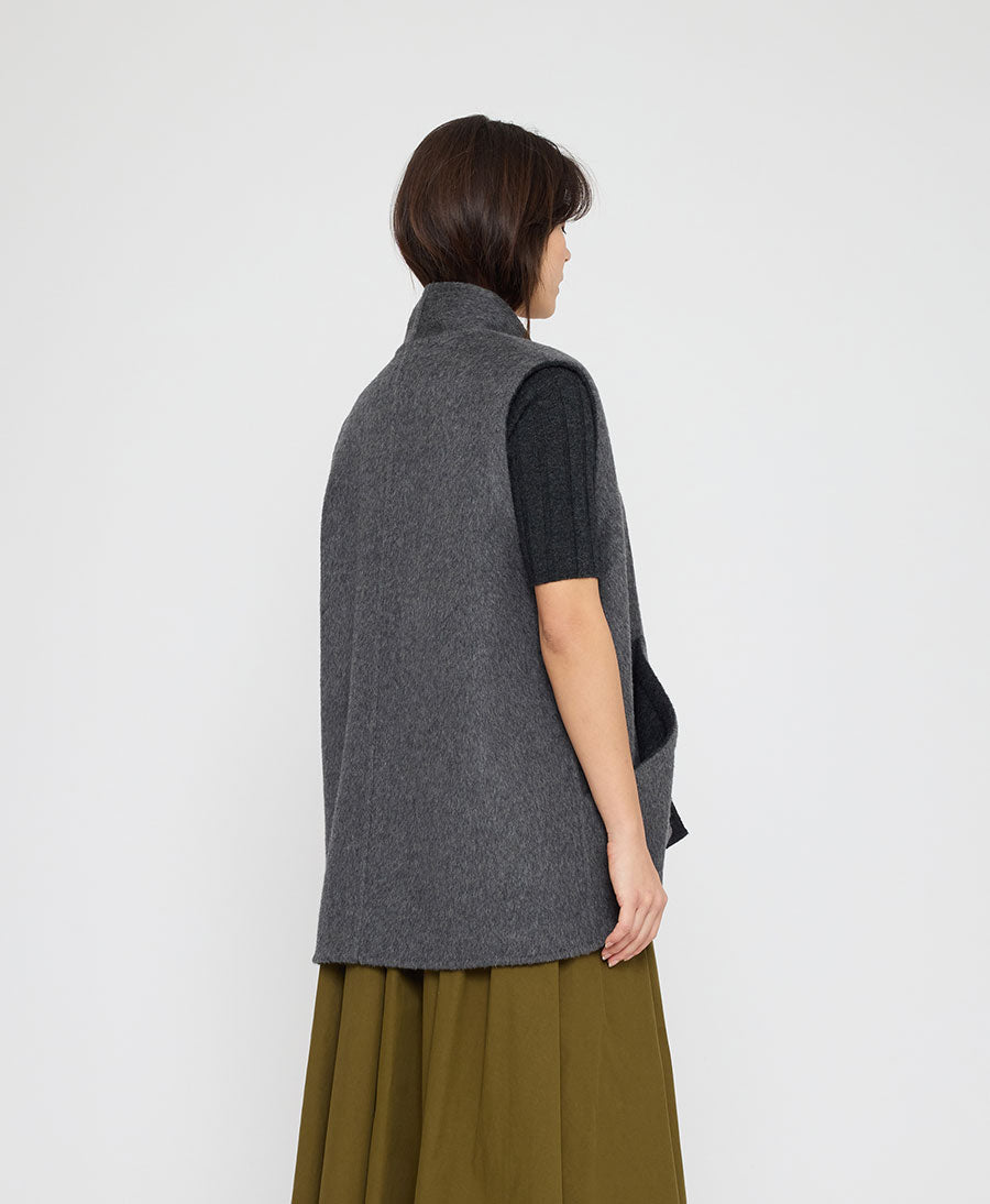 Gilet / Weste aus Wolle - Reversible Wool Vest - Grau