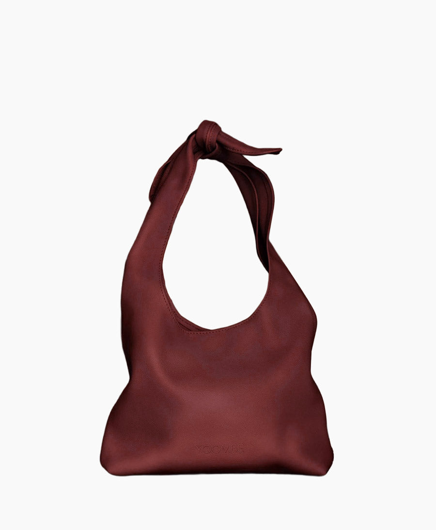 Knot Bag aus Leder NAIMA - Dunkelrot