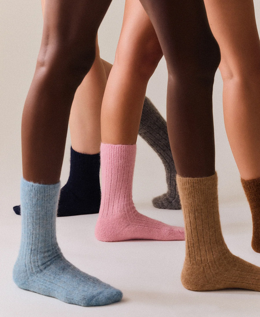 Weiche Alpaka Socken - Gerippt - Rosa