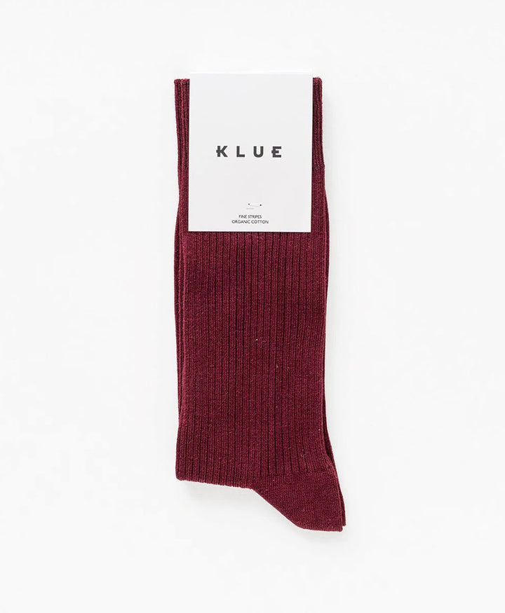Socken Bio-Baumwolle - Feine Streifen - Dunkelrot