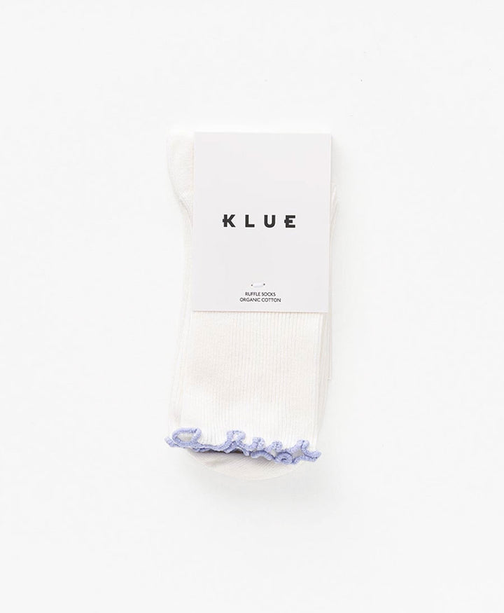 Rüschen Socken - Bio-Baumwolle - Weiss / Flieder