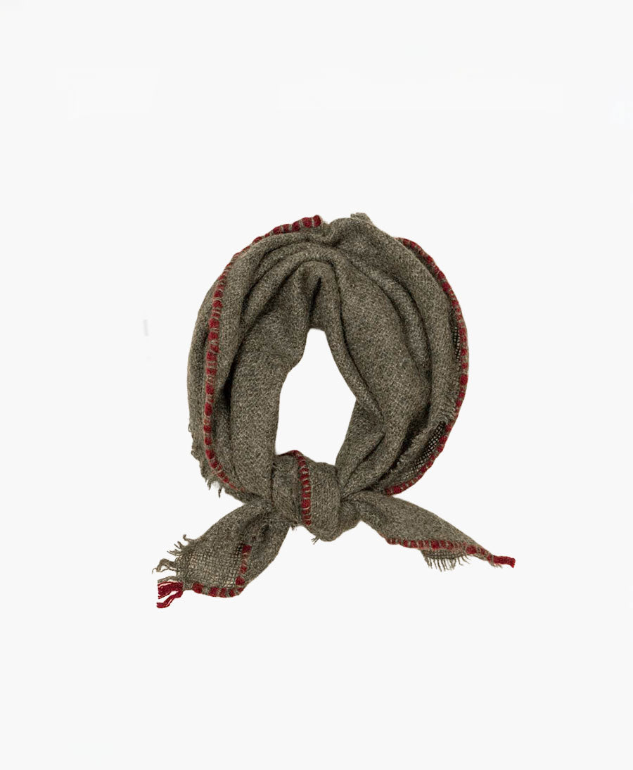 Mini Kaschmirfoulard Noma - Dunkelgrün-Grau