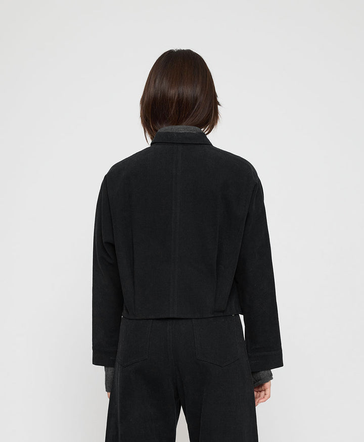 Hemdbluse Signature 3/4 Cropped Shirt Jacket Brushed Edition - Schwarz
