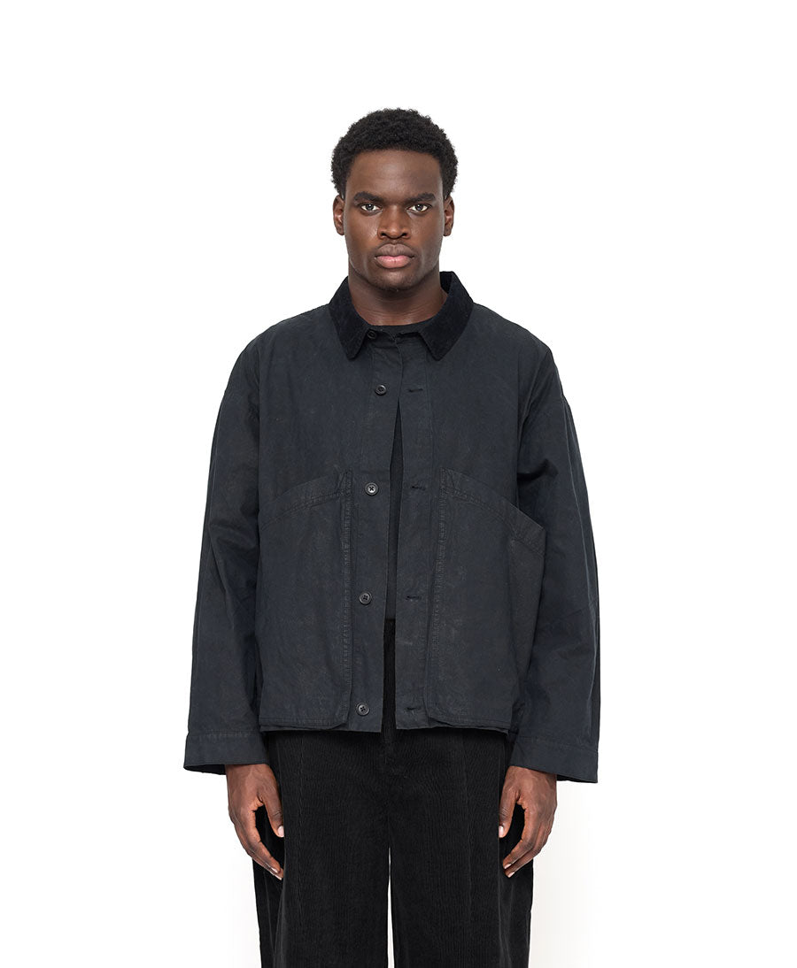 Hemdjacke Signature Panel Pockets Shirt Jacket Waxed Edition - Navy Black