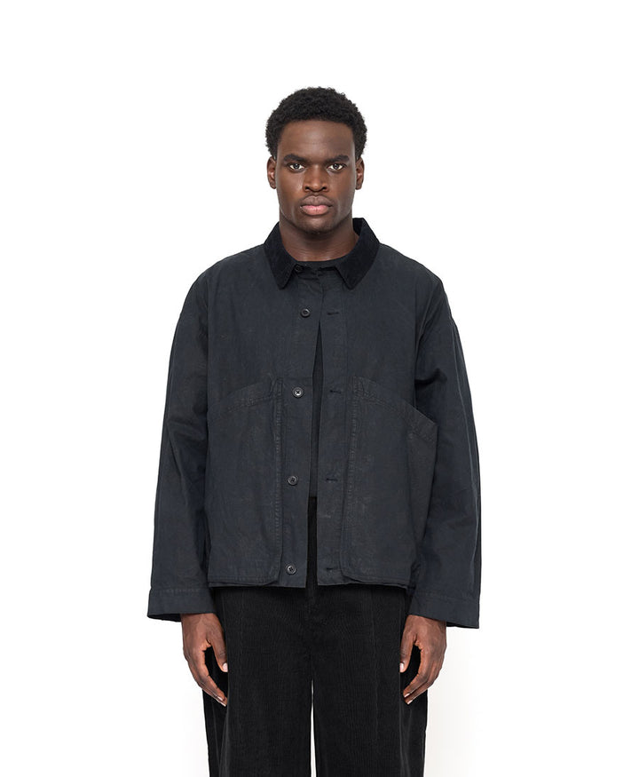 Hemdjacke Signature Panel Pockets Shirt Jacket Waxed Edition - Navy Black