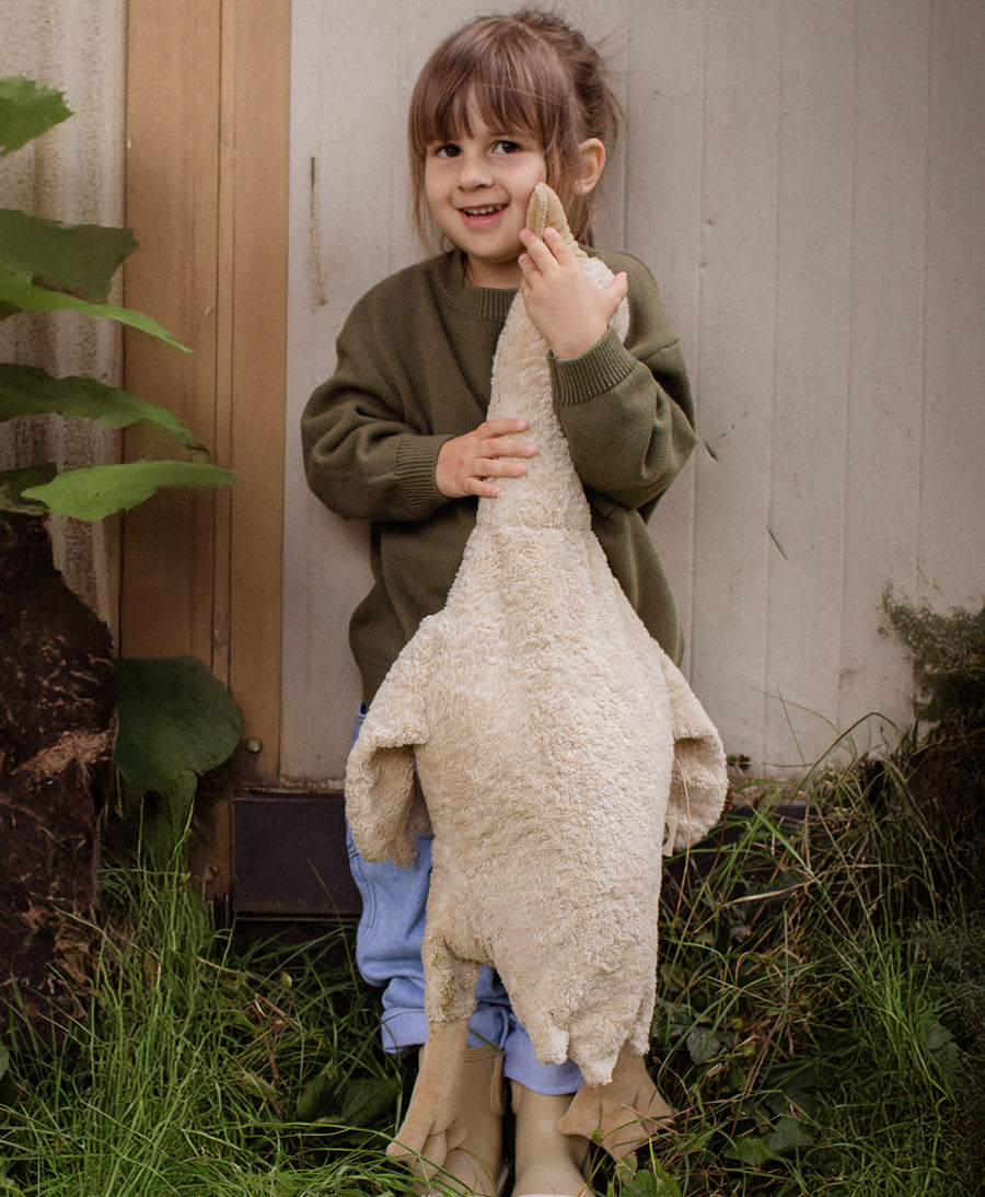 Gans (gross) Kuscheltier &amp; Wärmekissen - Beige