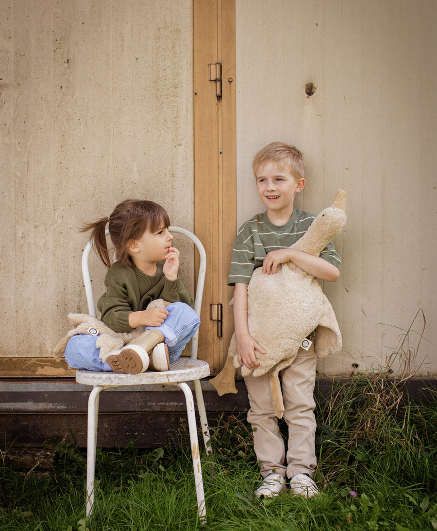 Gans (gross) Kuscheltier &amp; Wärmekissen - Beige