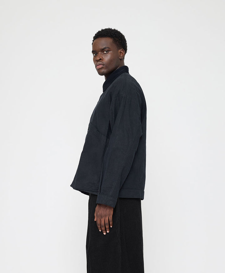 Hemdjacke Signature Panel Pockets Shirt Jacket Waxed Edition - Navy Black