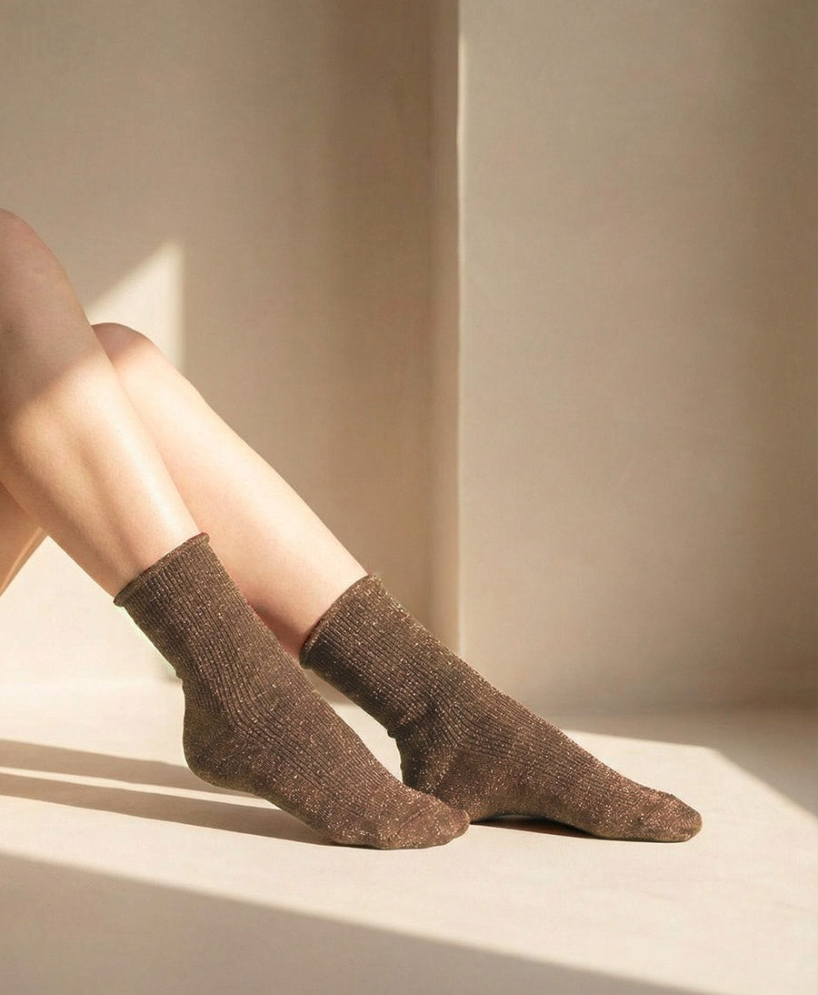 Glitzer Socken Lyocell - Caramel