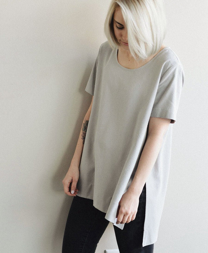 Graues Split Top aus Bourette - Secondhand - Jamie &amp; the Jones - clomes