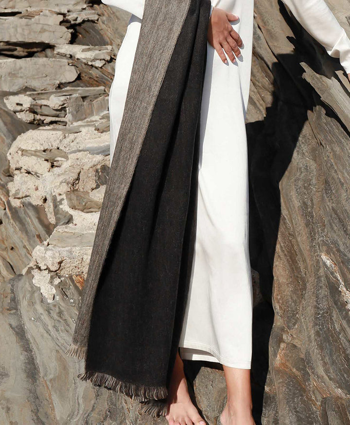 Halstuch Alpaka Schal - Doble Black &amp; Sandstone