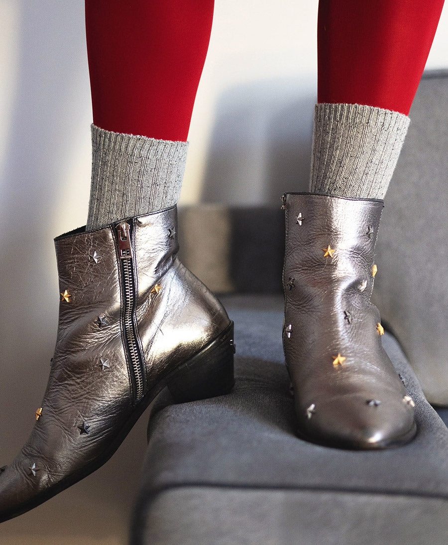Socken Seide &amp; Wolle - Grau