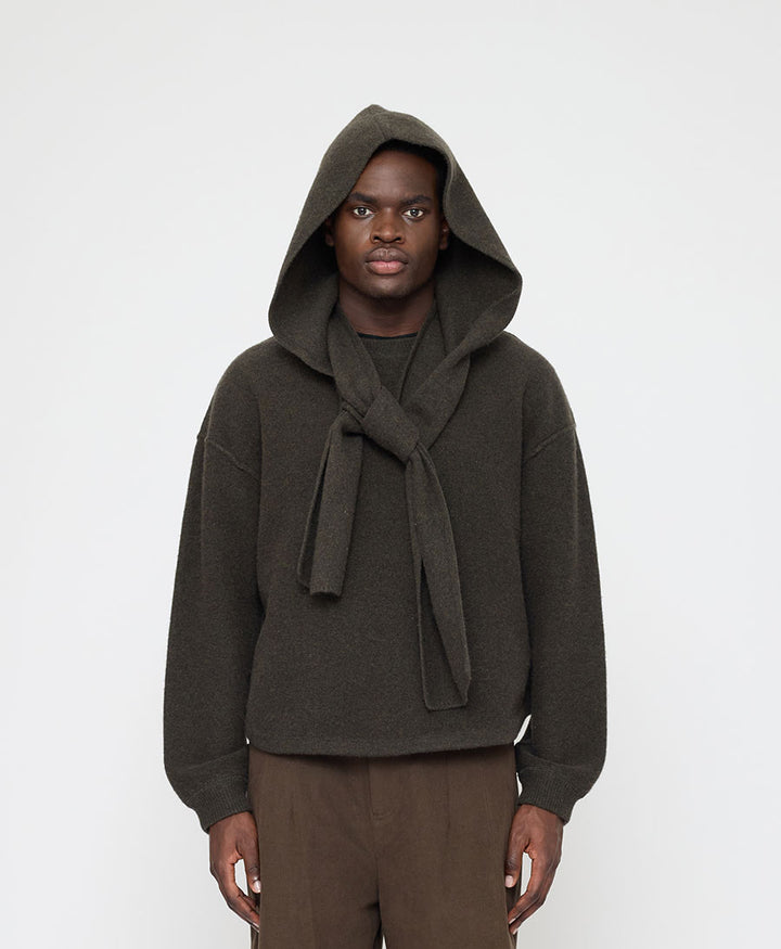 Schal mit Kapuze "Hooded Scarf" - Olivbraun