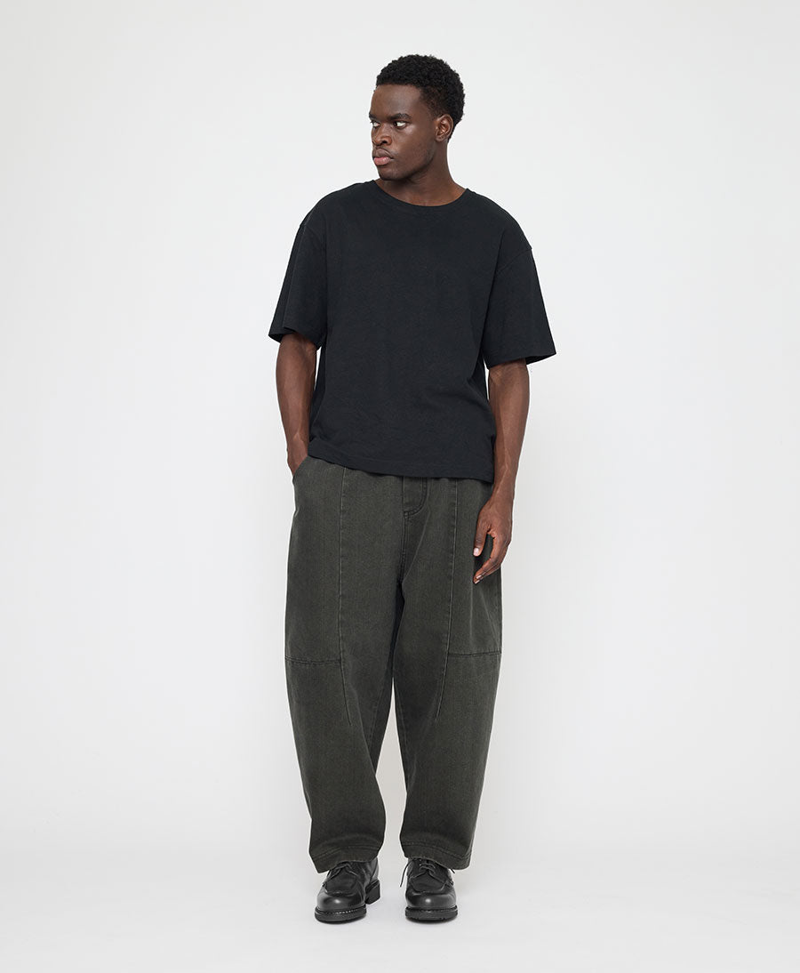 Stoffhose Elastic Panel Barrel Trouser - Washed Black