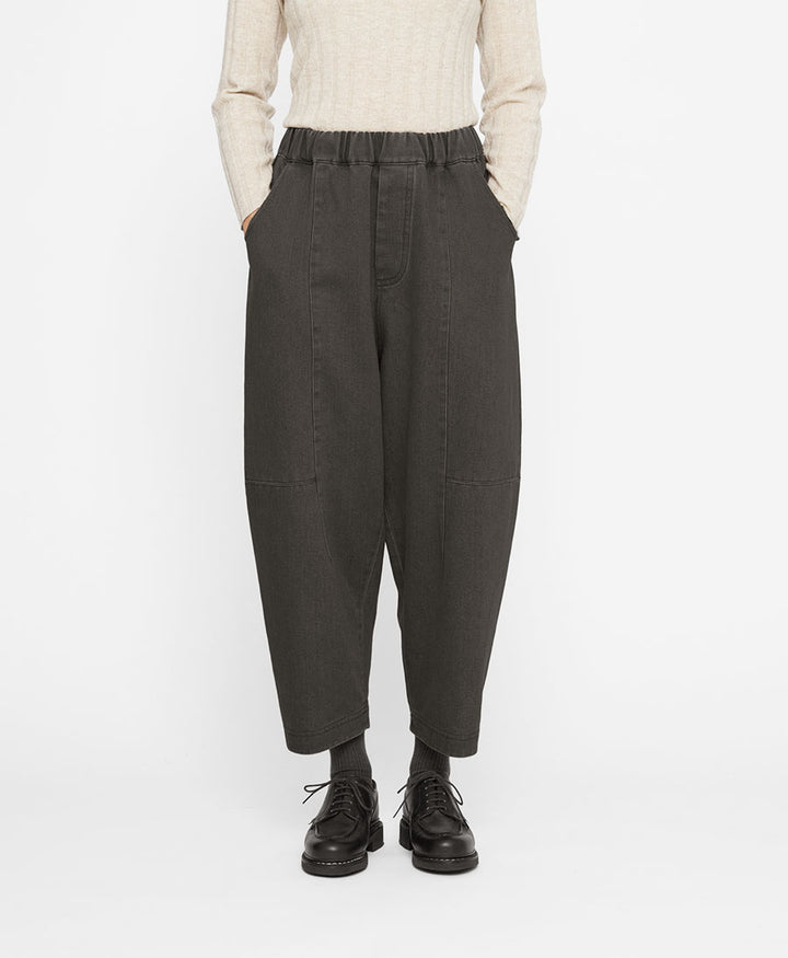 Stoffhose Elastic Panel Barrel Trouser - Washed Black